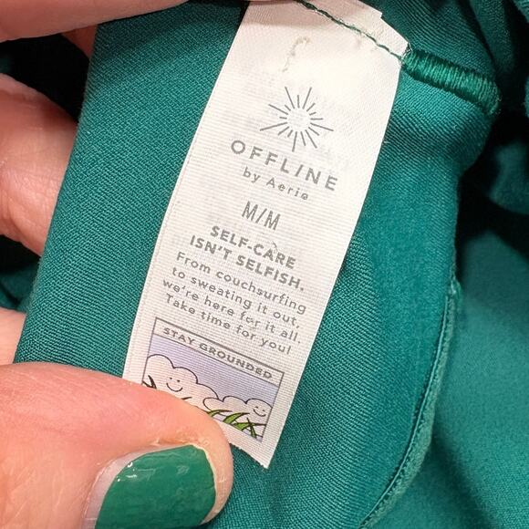 Offline by Aerie Size M Real Me Xtra Green Flare Jumpsuit One Piece Workout Yoga - Picture 12 of 14